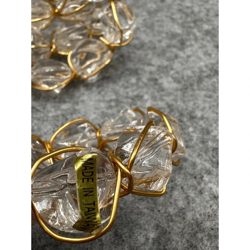 Vintage Gold Wire Wrapped Crystal like bauble Napkin Rings Set of 6